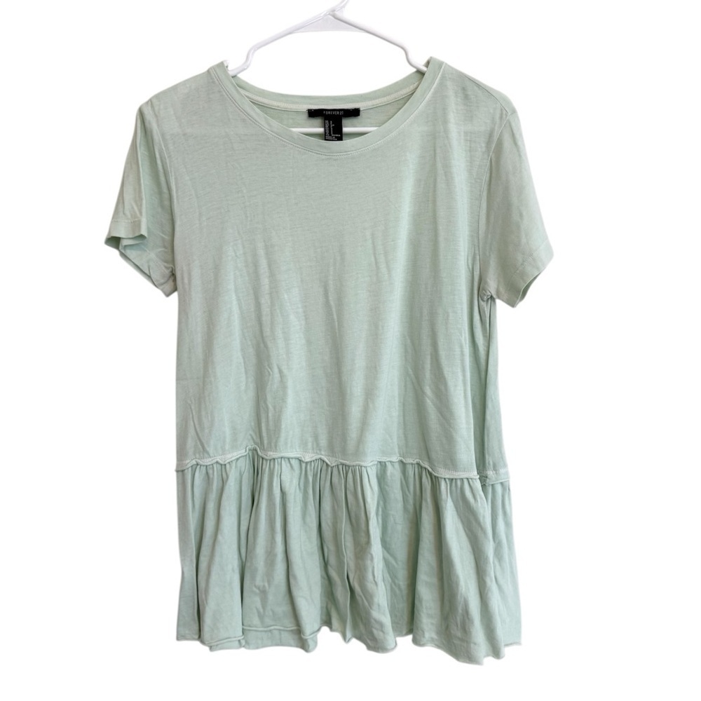 2/$15 Forever 21 - Mint Green Short Sleeve Peplum Top | Size S